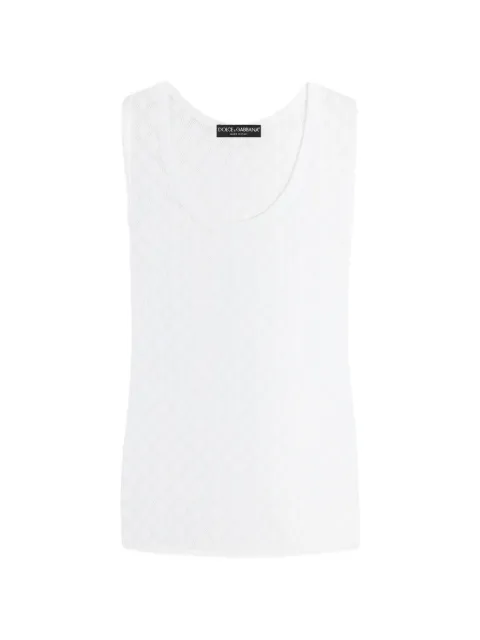 Dolce & Gabbana diamond-pattern perforated cotton tank top White GXT35TJBCFI