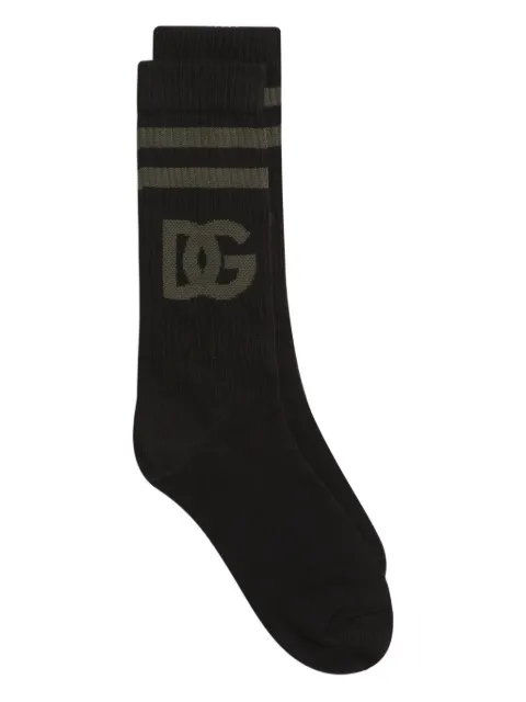 Dolce & Gabbana cotton socks with DG jacquard logo Black GXS80TJGMED