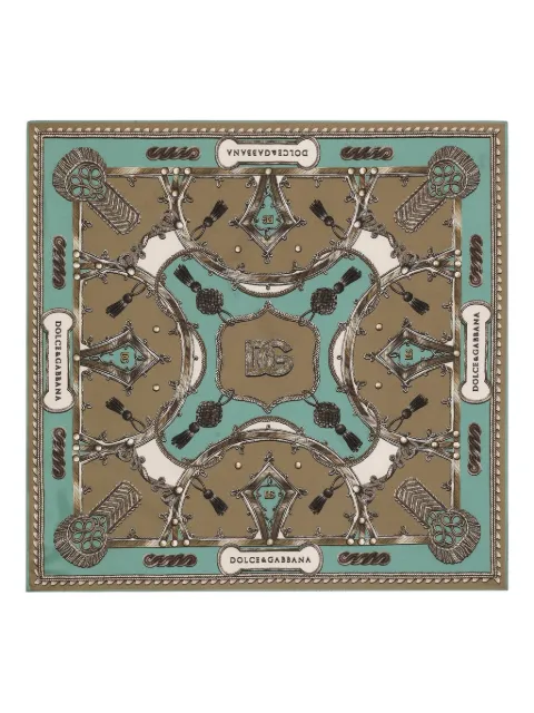 Dolce & Gabbana cargo-print silk twill scarf 70x70 Brown GQ348EHI119
