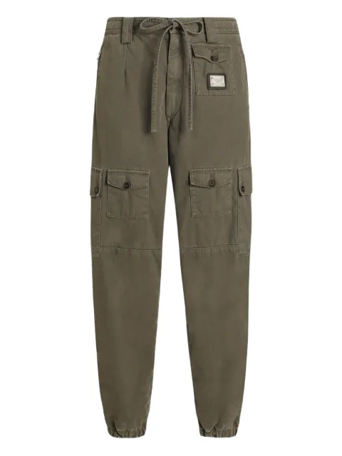 Dolce & Gabbana resin-coated gabardine trousers Green GP1F8THUMV1