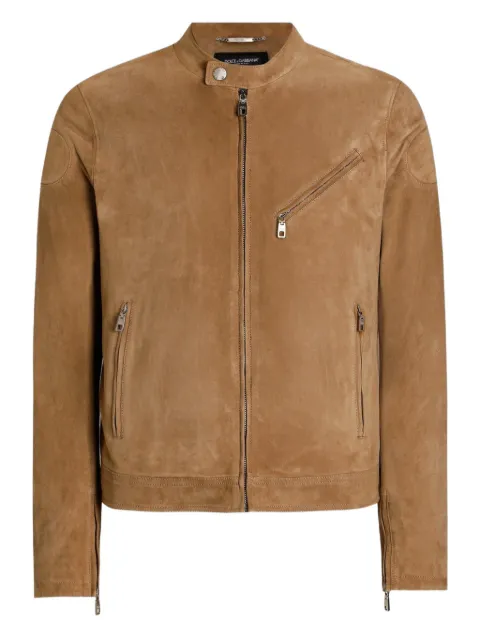 Dolce & Gabbana zip suede jacket Brown G9BWILHULUU