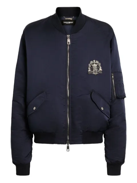 Dolce & Gabbana hooded embroidered bomber jacket Blue G9BBMZFU1JL