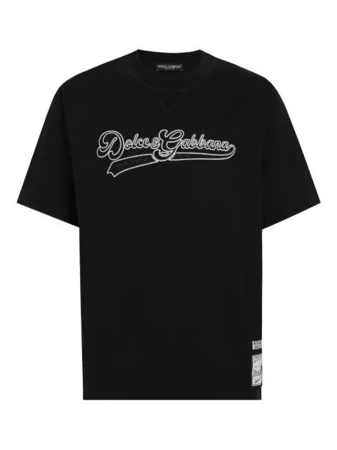 Dolce & Gabbana logo-embroidered patch-detail T-shirt Black G8TO6ZG7PON