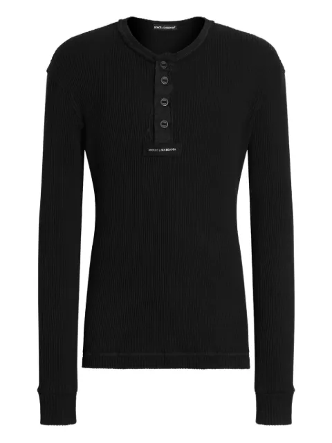 Dolce & Gabbana ribbed cotton serafino T-shirt Black G8TF3THU7WR