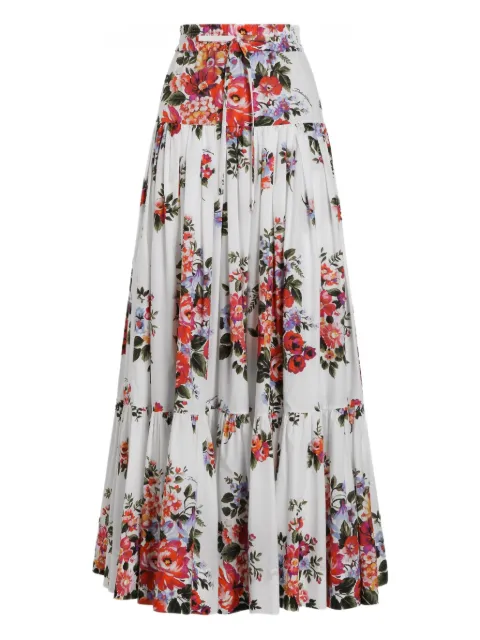 Dolce & Gabbana floral drawstring skirt White F4DC6THS5UU