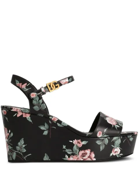 Dolce & Gabbana calfskin weDGe sandals Black CZ0334AZ046