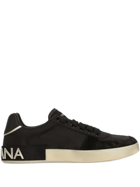 Dolce & Gabbana Portofino nylon and split calfskin sneakers Black CS2392A0136