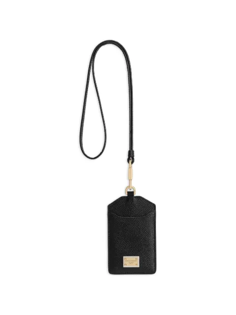 Dolce & Gabbana Dauphine calfskin keychain with plate Black BI3471A1001