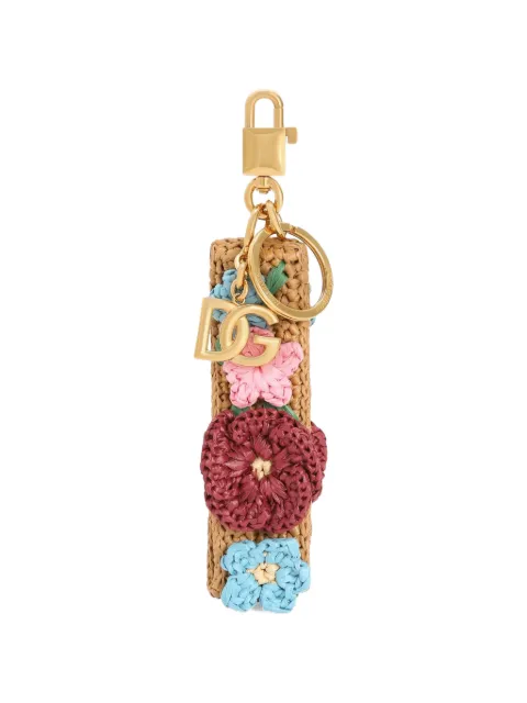 Dolce & Gabbana crochet raffia keychain Neutrals BI3456A0209