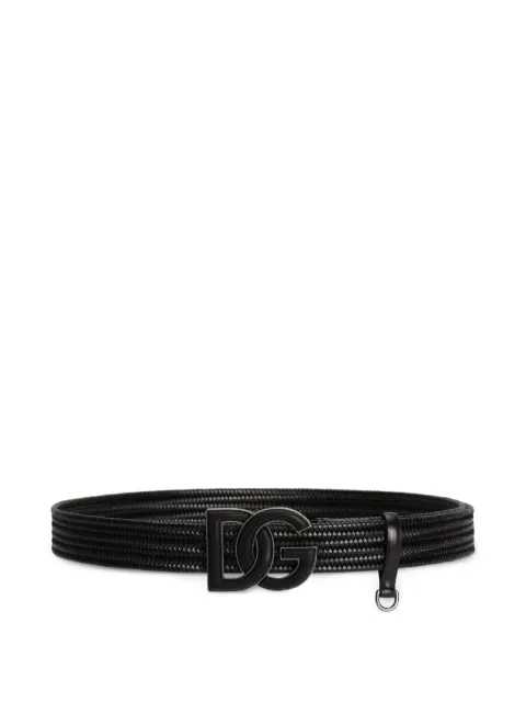 Dolce & Gabbana DG-plaque woven belt Black BC4675A0229