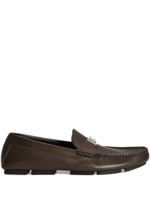 Dolce & Gabbana logo-plaque leather loafers Brown A50596A0065