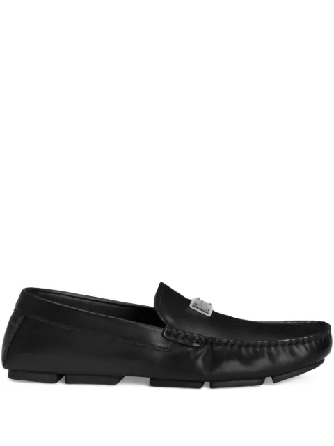Dolce & Gabbana logo-plaque leather loafers Black A50596A0065