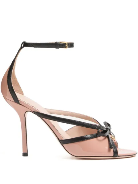 Valentino Garavani Bepointy sandal in patent leather and kidskin 100mm Pink WS0NY6DAL