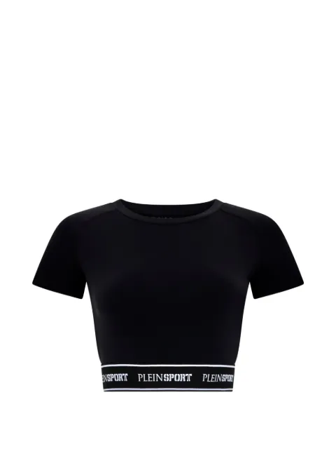 Plein Sport raglan lettering cropped T-shirt Black SAFCWTK3896STE003N
