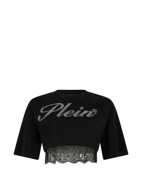 Philipp Plein lace cropped T-shirt Black SAFCWTK3890PJY002N
