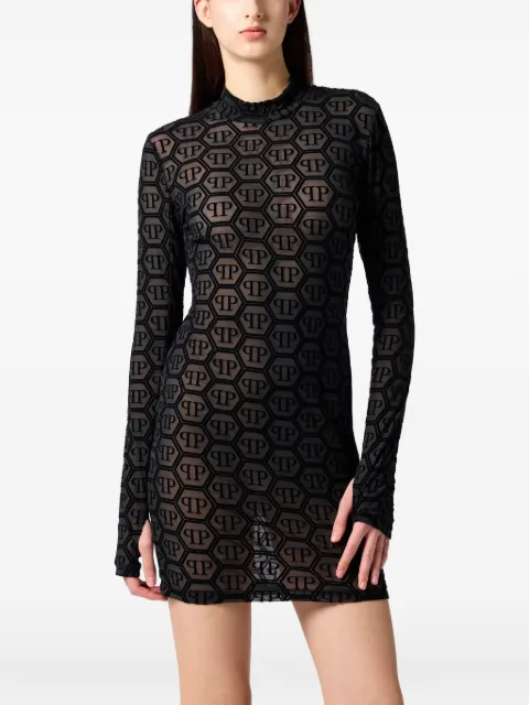 Philipp Plein mini long-sleeved dress Black SAFCWRG3448PTE003N
