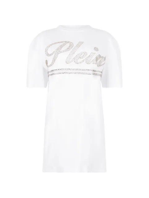 Philipp Plein mini open-back logo-strass dress White SAFCWTG0680PTE004N