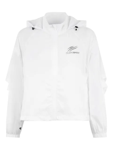 Plein Sport hooded windbreaker jacket White SAFCWRB1585STE003N