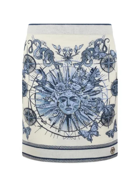Philipp Plein knitted mini skirt butterfly tattoo Neutrals SAFCWKV0087PKN002N