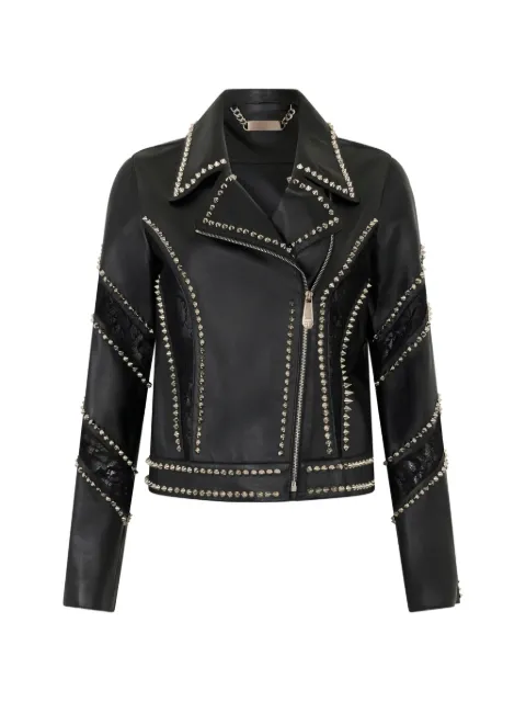 Philipp Plein biker jacket with lace inserts Black SAFCWLB1194PLE005N