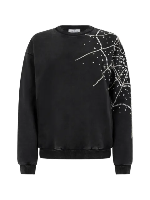 Philipp Plein spiderweb strass round neck sweatshirt Black SAFCWJO1094PTE004N