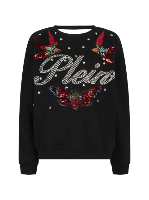Philipp Plein open back strass sweatshirt Black SAFCWJO1093PJY002N