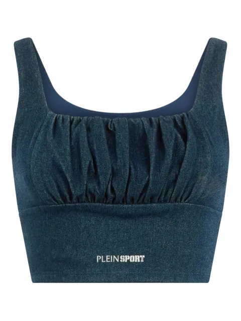 Plein Sport gathered denim top Blue SAFCWJK0196STE003N