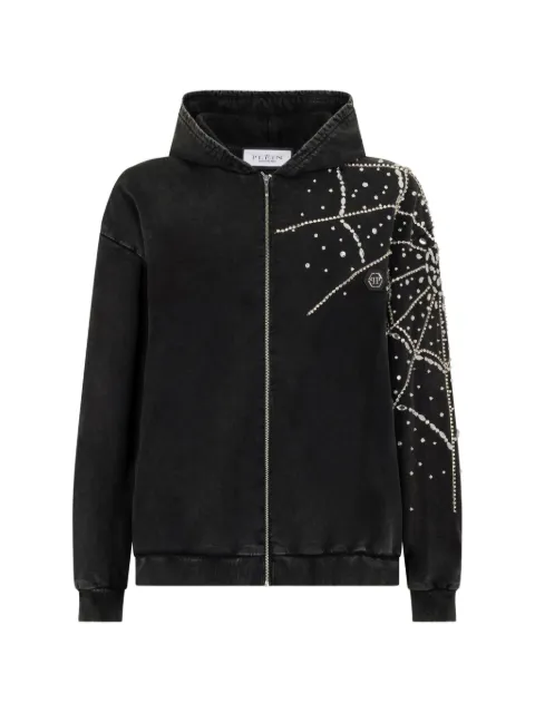 Philipp Plein washed zip hoodie Black SAFCWJB1931PJY002N