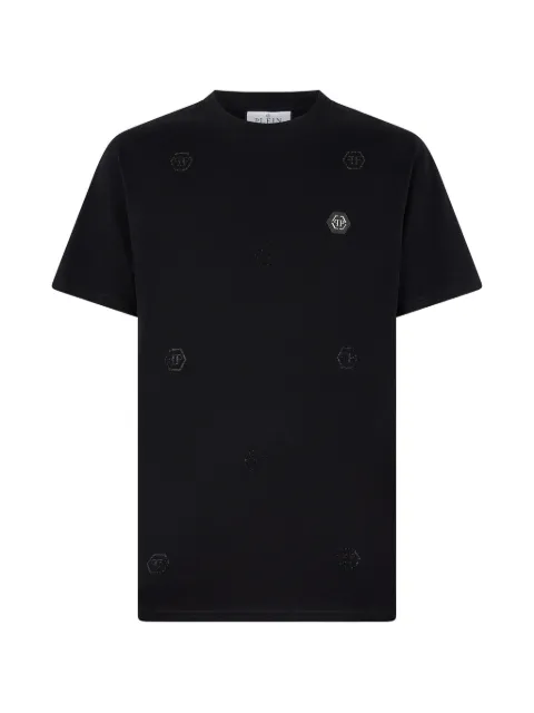 Philipp Plein monogram round-neck T-shirt Black SAFCMTK8730PJY002N
