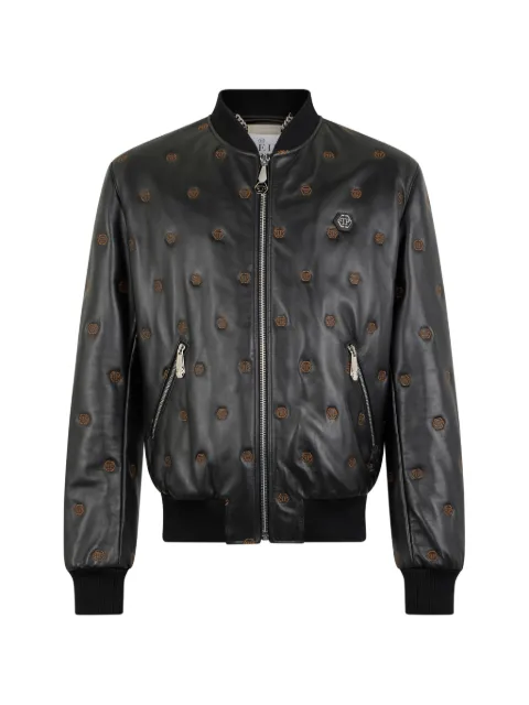Philipp Plein monogram-embroidered bomber jacket Black SAFCMLB2016PLE005N