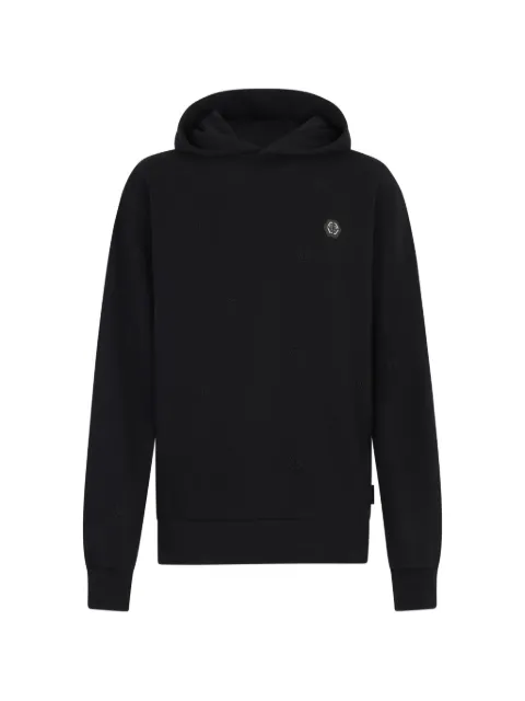 Philipp Plein logo-appliqué hoodie Black SAFCMJT2824PTE180N