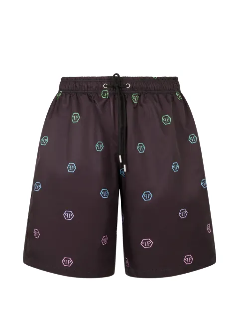 Philipp Plein monogram drawstring shorts Black SAFCMJT2772PNY002N