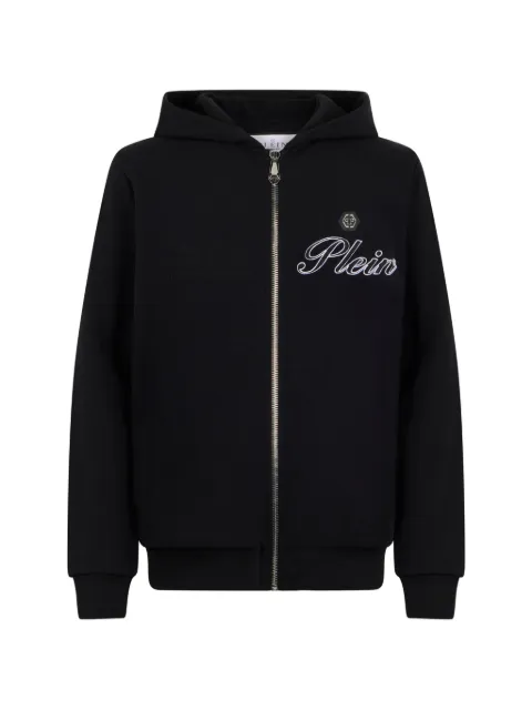 Philipp Plein logo-embroidered zip hoodie Black M2SAFCMJB3953PTE180N02
