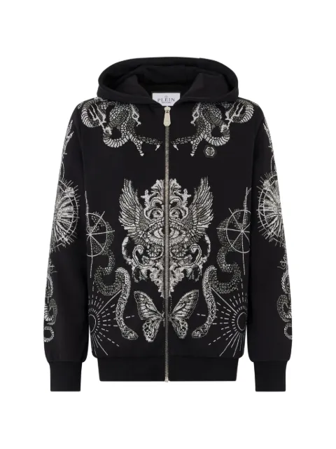 Philipp Plein long-sleeve zip-fastening hoodie Black SAFCMJB3939PTE180N