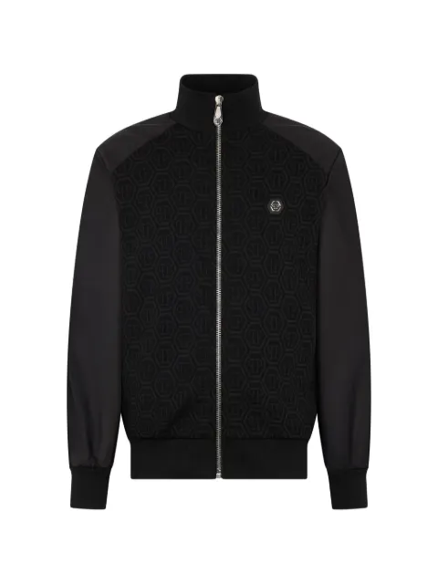 Philipp Plein monogram track jacket Black SAFCMJB3887PTE003N