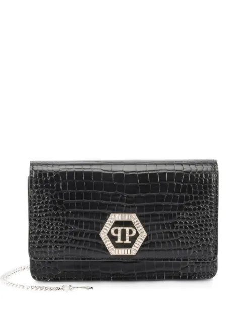 Philipp Plein logo-detail chain-strap clutch bag Black SAFAWBB0661PLE010N