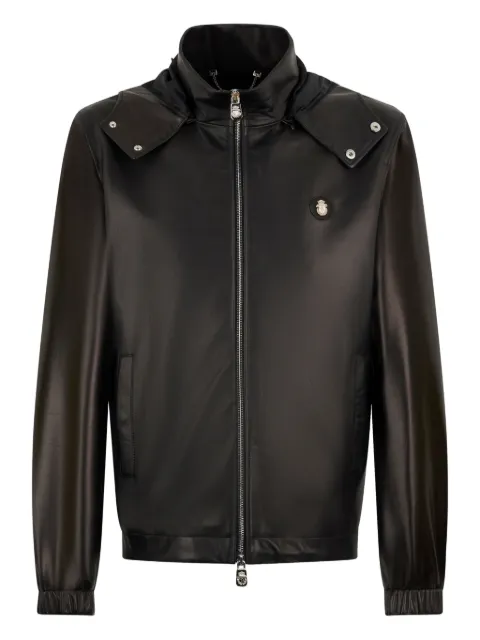 Billionaire hooded leather jacket Black BAFCMLB2042BLE029N