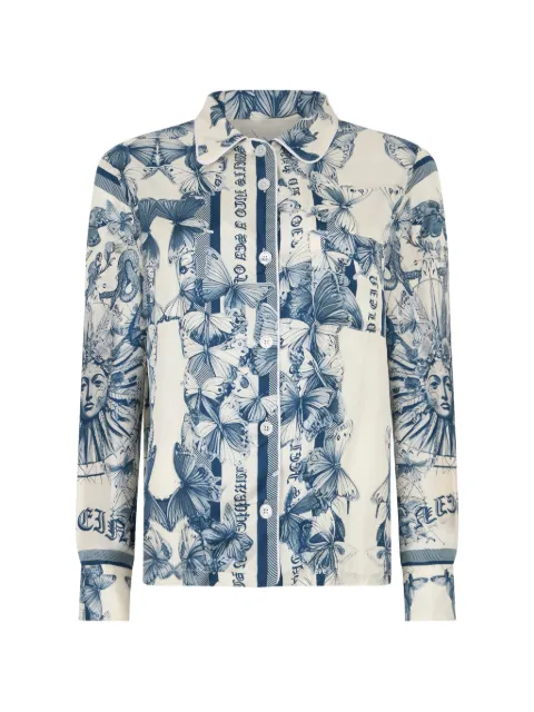 Philipp Plein butterfly tattoo silk shirt Neutrals SAFCWRP0558PTE104N