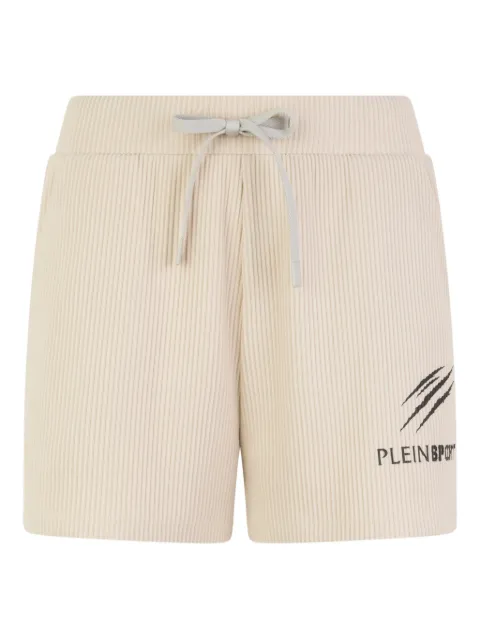 Plein Sport ribbed lettering shorts Neutrals SAFCWJT2221STE003N