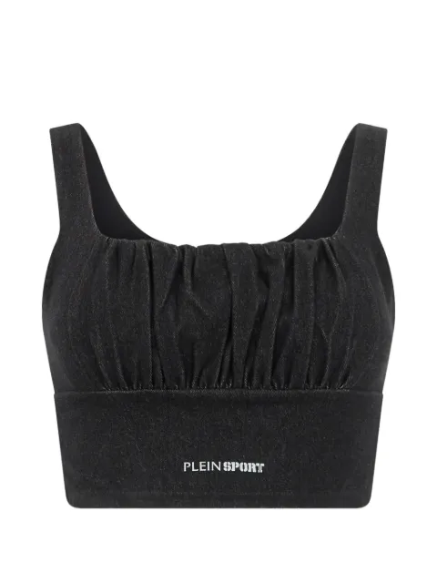 Plein Sport logo-print crop top Black SAFCWJK0196STE003N