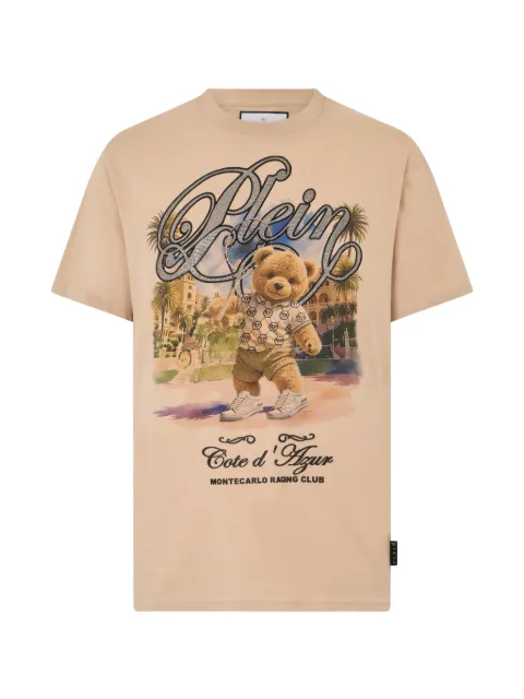 Philipp Plein teddy tennis round-neck T-shirt Neutrals SAFCMTK8893PJY002N