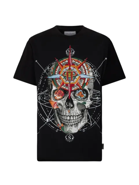 Philipp Plein rose skull stones T-shirt Black SAFCMTK8867PJY002N