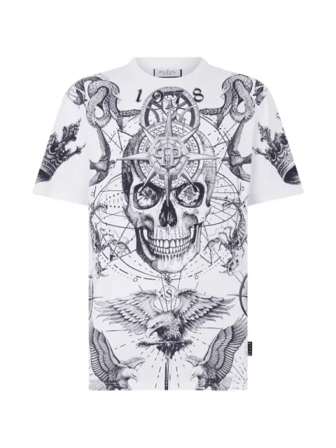 Philipp Plein round-neck skull-print T-shirt White SAFCMTK8850PJY002N