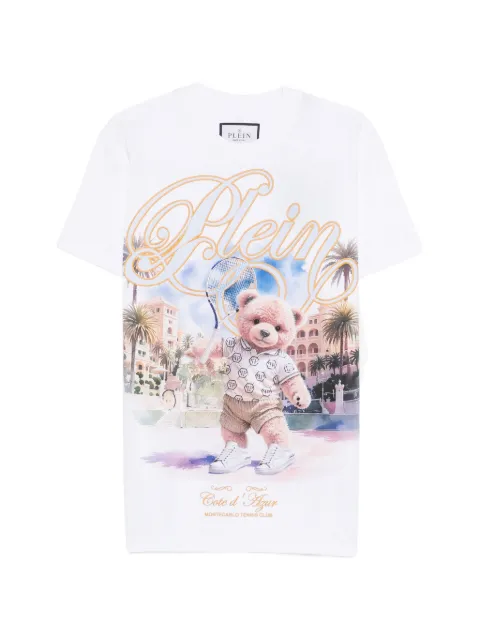 Philipp Plein teddy-print T-shirt White SAFCMTK8837PJY002N