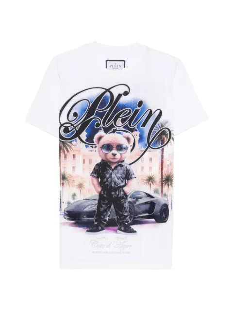 Philipp Plein teddy-print crew-neck T-shirt White SAFCMTK8835PJY002N
