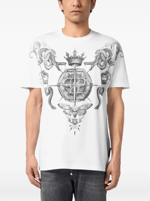 Philipp Plein round neck T-shirt wind rose tattoo White SAFCMTK8822PJY002N