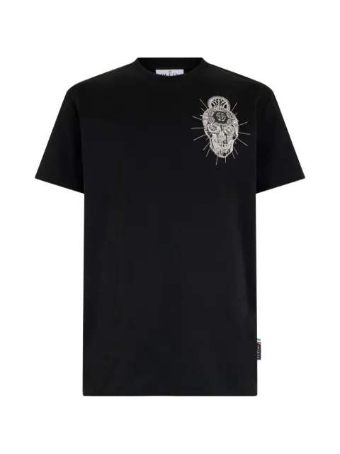 Philipp Plein round-neck skull-embroidery T-shirt Black SAFCMTK8816PJY002N