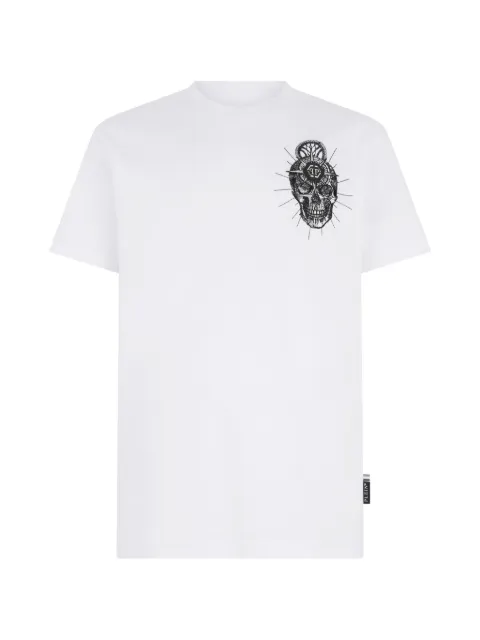 Philipp Plein round-neck embroidery T-shirt White SAFCMTK8816PJY002N