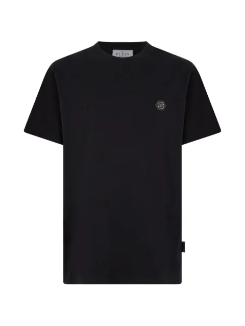 Philipp Plein monogram-embroidered T-shirt Black MTK8729PJY002N02