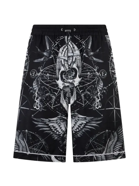 Philipp Plein printed silk shorts Black SAFCMRT1638PTE104N
